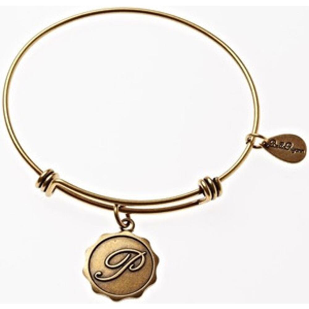 Bella Ryann P Adjustable Expandable Goldtone Wire Bangle Bracelet Initial